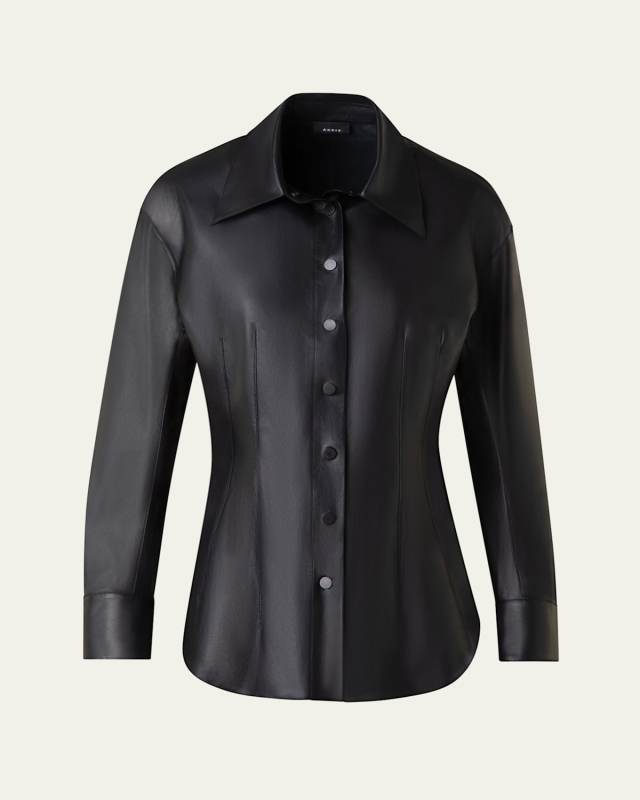 Nappa Leather Fitted Blouse